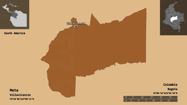Shape Meta Departement Von Kolumbien Und Seine Hauptstadt Entfernungsskala Vorschau — Stockfoto