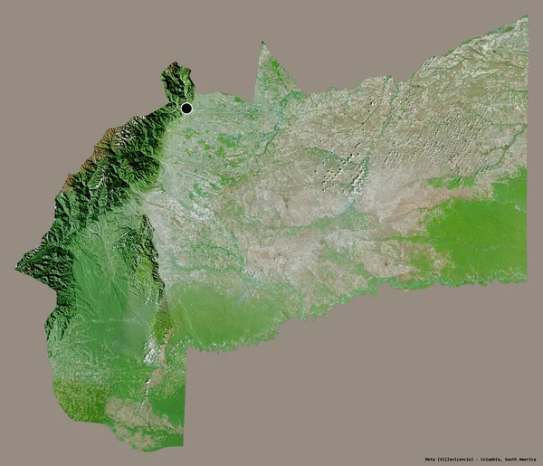 Alakja Meta Kolumbia Főváros Elszigetelt Szilárd Színű Háttér Műholdas Képek — Stock Fotó