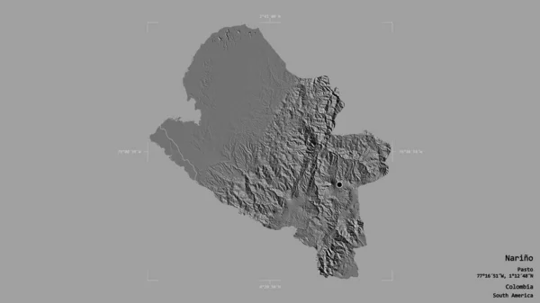 Area Narino Department Colombia Isolated Solid Background Georeferenced Bounding Box — Stock Photo, Image