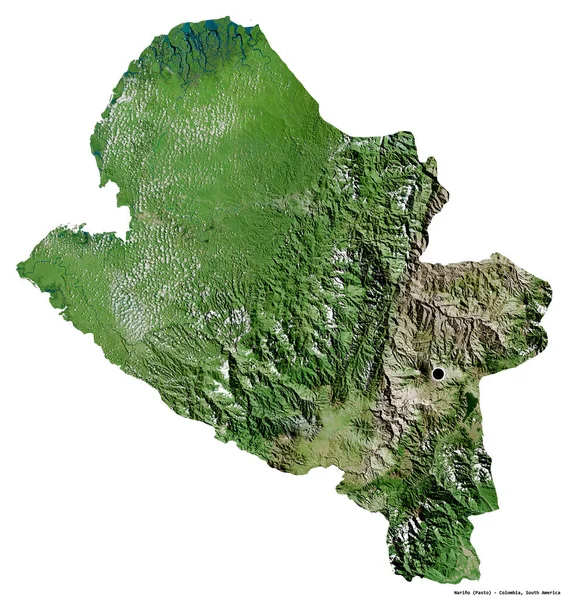 Form Narino Departementet Colombia Med Huvudstaden Isolerad Vit Bakgrund Satellitbilder — Stockfoto