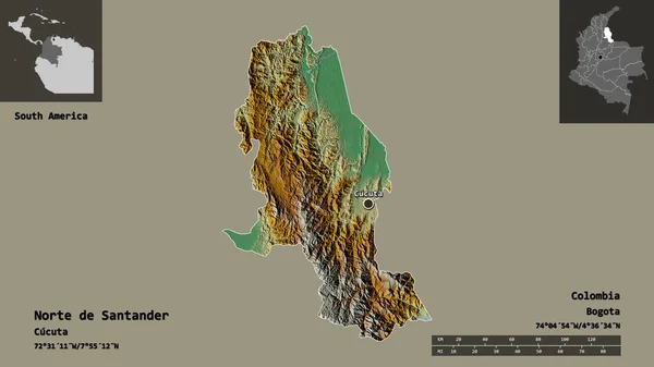 Forma Del Norte Santander Departamento Colombia Capital Escala Distancia Vistas —  Fotos de Stock
