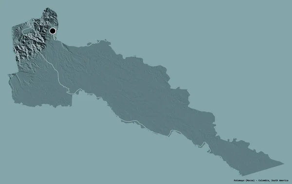 콜롬비아 관리하에 수도는 색깔의 배경에 고립되어 지형도 렌더링 — 스톡 사진