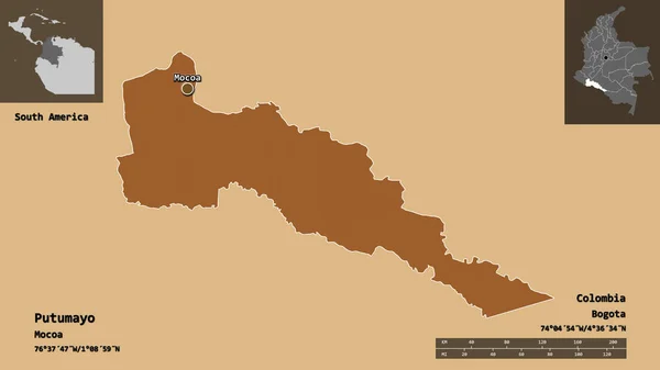 Форма Путумайо Намерение Колумбии Столица Шкала Расстояний Предварительные Просмотры Метки — стоковое фото