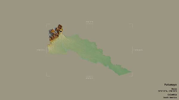 Область Путумайо Інтендант Колумбії Ізольована Твердому Тлі Геодезичному Обмежувальному Ящику — стокове фото
