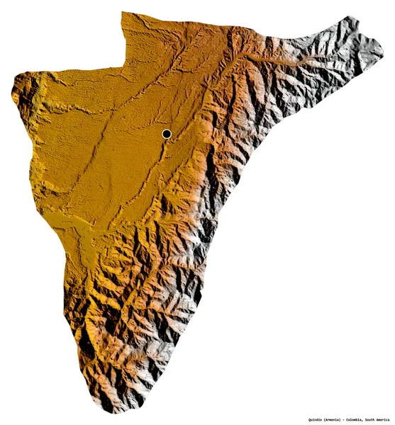 コロンビアの首都キディノの形は白い背景に孤立している 地形図 3Dレンダリング — ストック写真