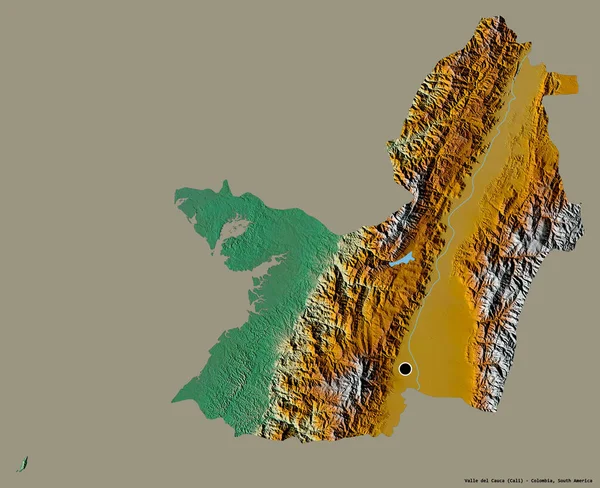 Forme Valle Del Cauca Département Colombie Avec Capitale Isolée Sur — Photo