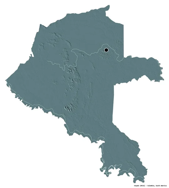 コロンビアの委員であるヴォープの形は その首都を白い背景に孤立させている 色の標高マップ 3Dレンダリング — ストック写真