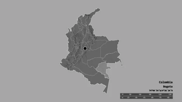 Die Ungesättigte Form Kolumbiens Mit Seiner Hauptstadt Der Wichtigsten Regionalen — Stockfoto