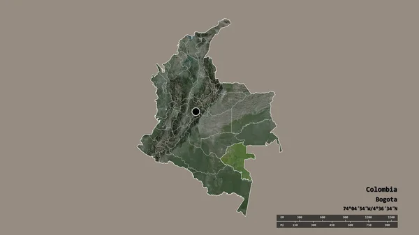 Forma Desnaturalizada Colombia Con Capital Principal División Regional Área Separada —  Fotos de Stock