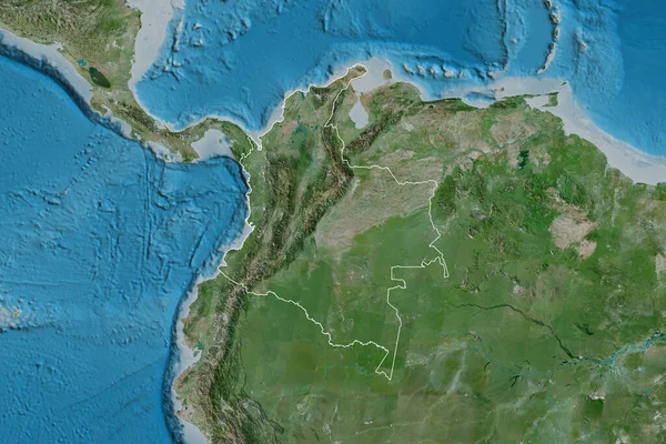 Rozšířená Oblast Nastíněné Kolumbie Satelitní Snímky Vykreslování — Stock fotografie