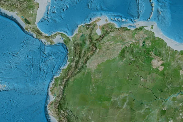 Uitgebreid Gebied Van Colombia Satellietbeelden Weergave — Stockfoto