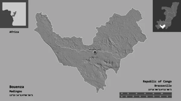 Форма Буэнца Область Республики Конго Столица Шкала Расстояний Предварительные Просмотры — стоковое фото