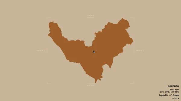 刚果共和国布恩扎地区 以坚实的背景隔离在一个地理参照方块中 图形纹理的组成 3D渲染 — 图库照片