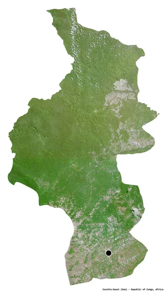 コンゴ共和国の領域であるキュベット アウトの形で その首都は白い背景に孤立しています 衛星画像 3Dレンダリング — ストック写真