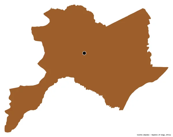 Kształt Cuvette Regionu Republiki Konga Stolicą Odizolowaną Białym Tle Skład — Zdjęcie stockowe
