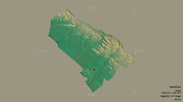 Obszar Kouilou Region Republiki Konga Odizolowany Solidnym Tle Georeferencyjnym Polu — Zdjęcie stockowe