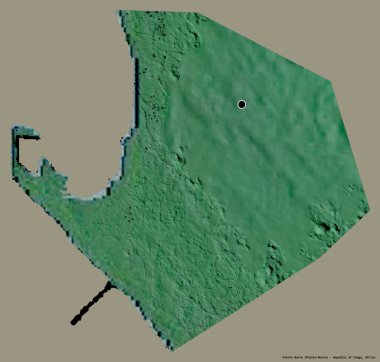 Pointe Noire 'nin şekli, Kongo Cumhuriyeti bölgesi, başkenti katı bir renk arkaplanı ile izole edilmiştir. Topografik yardım haritası. 3B görüntüleme