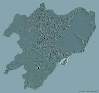 Kongo Cumhuriyeti 'nin başkenti koyu renk arkaplan üzerine izole edilmiş Bilardo' nun şekli. Renkli yükseklik haritası. 3B görüntüleme