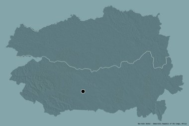 Demokratik Kongo Cumhuriyeti eyaleti Bas-Uele 'nin şekli, başkenti katı bir renk arkaplanı ile izole edilmiştir. Renkli yükseklik haritası. 3B görüntüleme