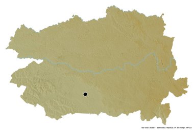 Demokratik Kongo Cumhuriyeti eyaleti Bas-Uele 'nin beyaz arka planda bulunan başkenti. Topografik yardım haritası. 3B görüntüleme