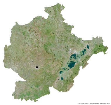 Demokratik Kongo Cumhuriyeti eyaleti Haut-Lomami 'nin beyaz arka planda bulunan başkenti. Uydu görüntüleri. 3B görüntüleme