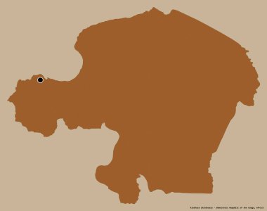 Kinşasa 'nın şekli, Demokratik Kongo Cumhuriyeti eyaleti, başkenti katı bir renk arkaplanı ile izole edilmiştir. Desenli dokuların bileşimi. 3B görüntüleme
