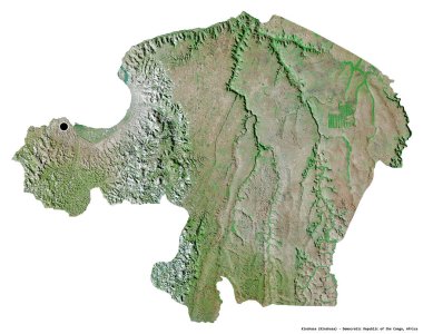 Kinşasa, Demokratik Kongo Cumhuriyeti eyaleti, başkenti beyaz arka planda izole edilmiştir. Uydu görüntüleri. 3B görüntüleme