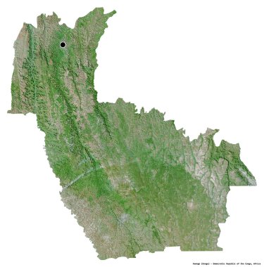 Demokratik Kongo Cumhuriyeti eyaleti Kwango 'nun beyaz arka planda bulunan başkenti. Uydu görüntüleri. 3B görüntüleme