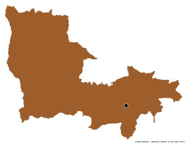 Lualaba, Demokratik Kongo Cumhuriyeti eyaleti, başkenti beyaz arka planda izole edilmiştir. Desenli dokuların bileşimi. 3B görüntüleme