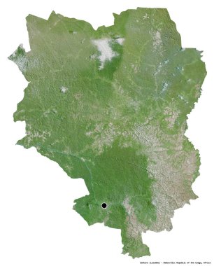 Demokratik Kongo Cumhuriyeti eyaleti Sankuru 'nun beyaz arka planda bulunan başkenti. Uydu görüntüleri. 3B görüntüleme