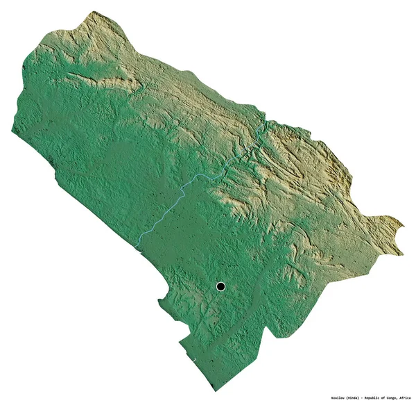 コンゴ共和国のコイヨの形で 首都は白い背景に孤立しています 地形図 3Dレンダリング — ストック写真