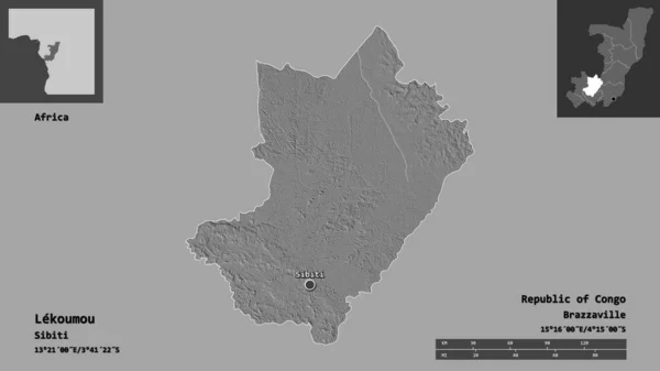 Форма Лекуму Региона Республики Конго Столицы Шкала Расстояний Предварительные Просмотры — стоковое фото