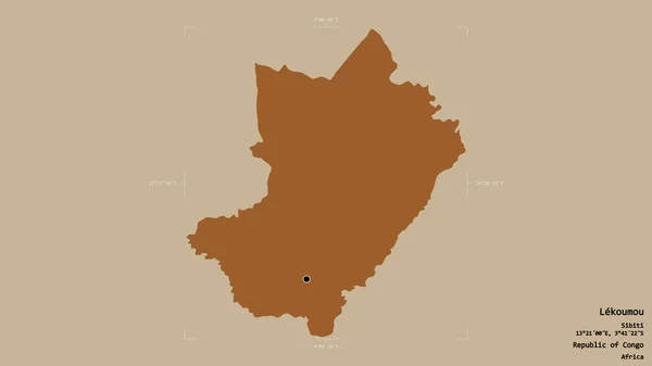刚果共和国Lekoumou地区 在一个地理参照框的坚实背景上被隔离 图形纹理的组成 3D渲染 — 图库照片