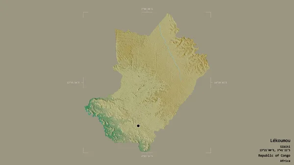 Obszar Lekoumou Region Republiki Konga Odizolowany Solidnym Tle Georeferencyjnej Skrzynce — Zdjęcie stockowe
