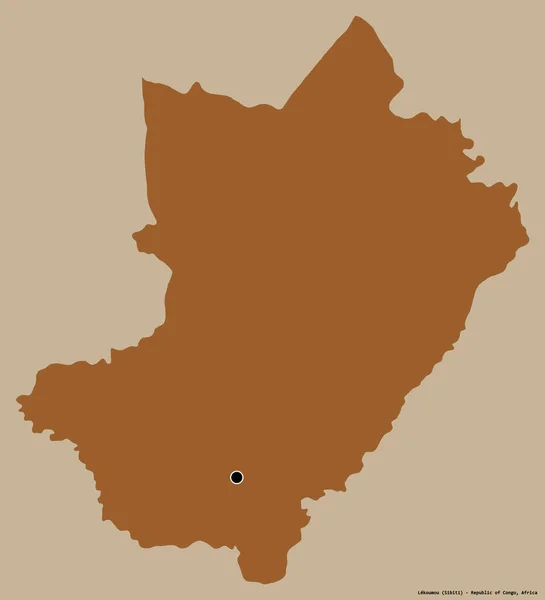 Kształt Lekoumou Regionu Republiki Konga Jego Stolicy Izolowane Solidnym Tle — Zdjęcie stockowe