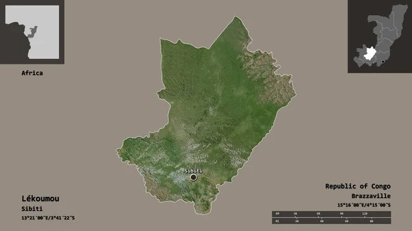 Form Lekoumou Regionen Kongo Och Dess Huvudstad Avståndsskala Förhandsvisningar Och — Stockfoto