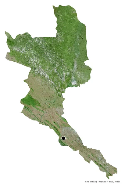 コンゴ共和国のニアリの形で 首都は白い背景に隔離されています 衛星画像 3Dレンダリング — ストック写真