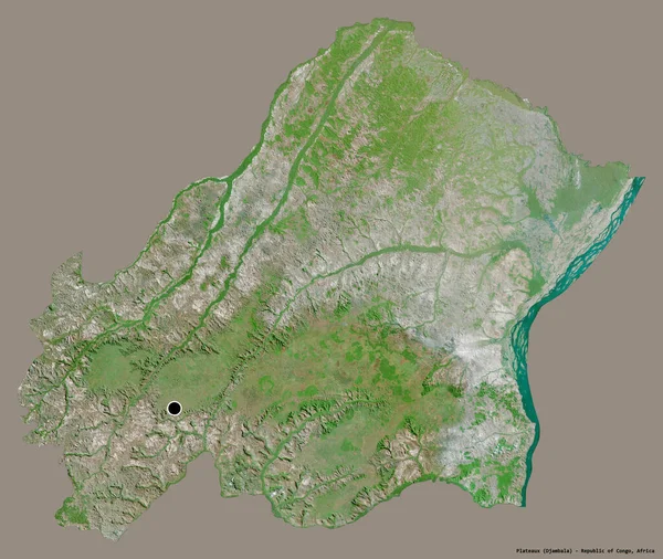 コンゴ共和国の領域 プラトーの形状は その首都はしっかりとした色の背景に隔離されています 衛星画像 3Dレンダリング — ストック写真