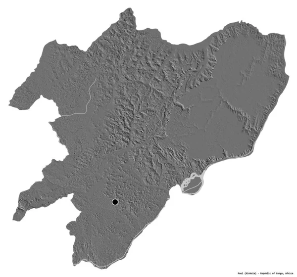Форма Бассейна Регион Республики Конго Столицей Изолированы Белом Фоне Карта — стоковое фото
