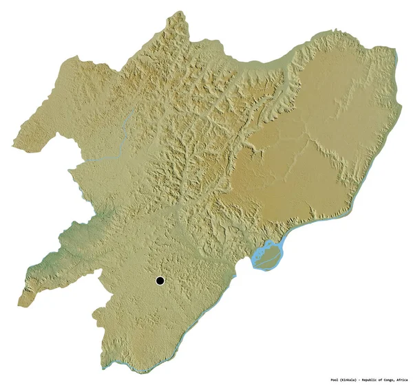 Kształt Basenu Region Republiki Konga Stolicą Odizolowaną Białym Tle Mapa — Zdjęcie stockowe