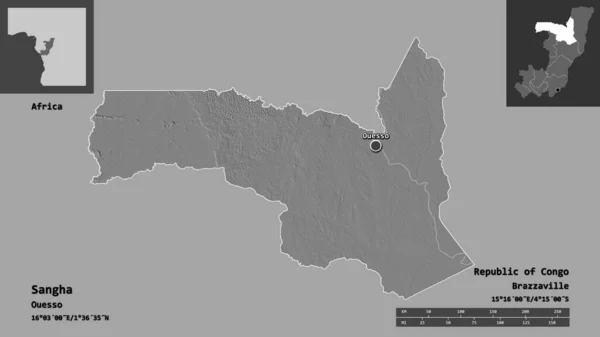 Σχήμα Sangha Περιοχή Της Δημοκρατίας Του Κονγκό Και Την Πρωτεύουσά — Φωτογραφία Αρχείου