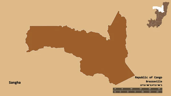 Форма Сангхи Региона Республики Конго Столицей Изолированной Прочном Фоне Дистанционный — стоковое фото