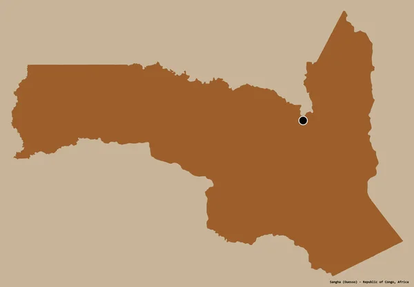 コンゴ共和国の領域 サンガの形状は その首都は 固体色の背景に隔離されています パターン化されたテクスチャの構成 3Dレンダリング — ストック写真
