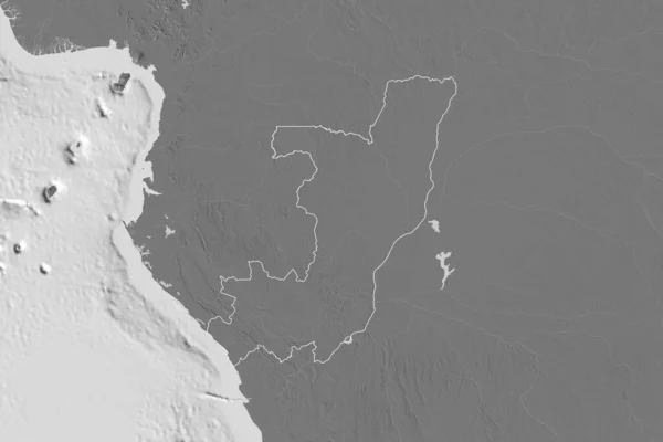 Área Extendida República Del Congo Mapa Elevación Bilevel Renderizado —  Fotos de Stock