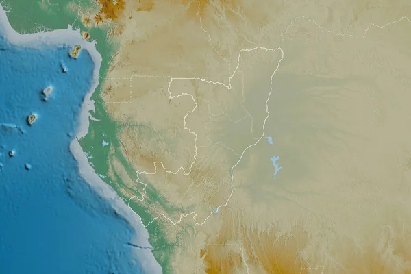 Area Estesa Della Repubblica Del Congo Con Contorno Paese Frontiere — Foto Stock