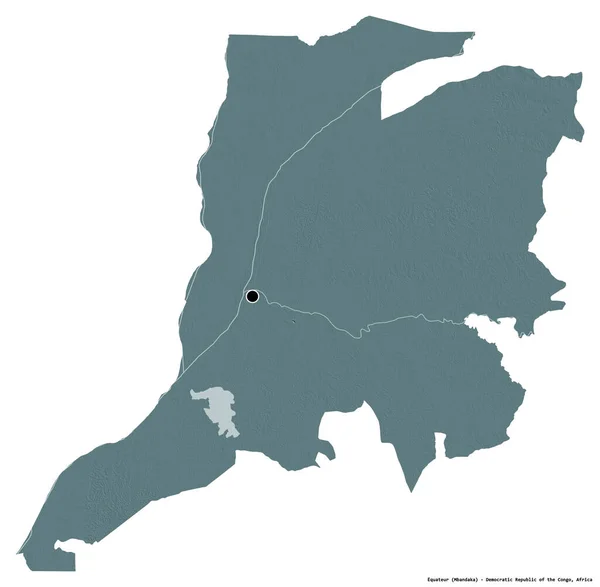 Form Equateur Provinsen Demokratiska Republiken Kongo Med Huvudstaden Isolerad Vit — Stockfoto