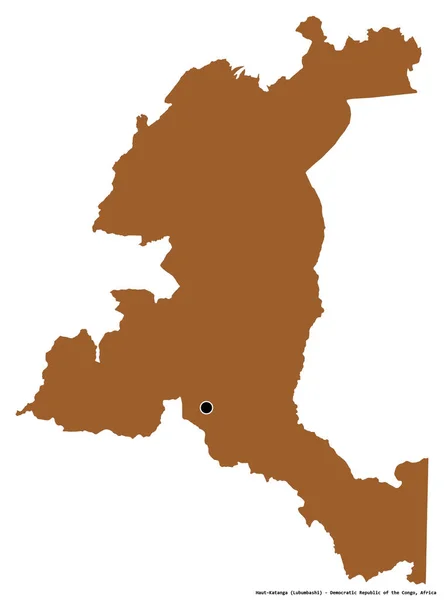 コンゴ民主共和国の州であるオート カタンガの形で その首都は白い背景に孤立している パターン化されたテクスチャの構成 3Dレンダリング — ストック写真