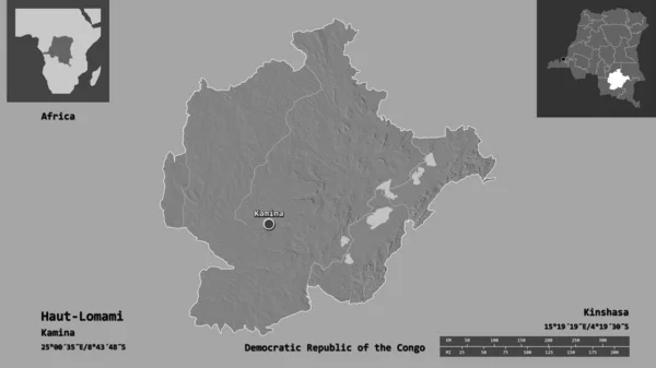 Forma Haut Lomami Província República Democrática Congo Sua Capital Escala — Fotografia de Stock