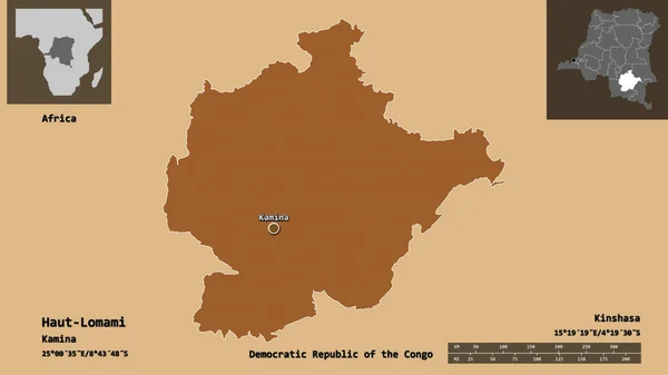 Kształt Haut Lomami Prowincji Demokratycznej Republiki Konga Jej Stolicy Skala — Zdjęcie stockowe