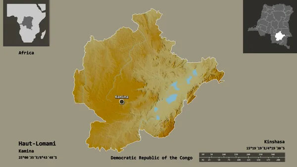 Форма Хаут Ломамі Провінція Демократична Республіка Конго Столиця Масштаб Відстаней — стокове фото